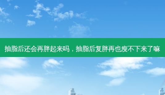 抽脂后还会再胖起来吗,抽脂后复胖再也瘦不下来了嘛-第1张图片-吾爱整形网 抽脂后还会再胖起来吗,抽脂后复胖再也瘦不下来了嘛-第1张图片-吾爱整形网