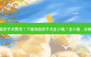 下颌角截骨手术费用？下颌角截骨手术多少钱？变小脸，价格全解析