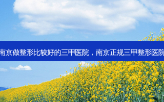 南京做整形比较好的三甲医院，南京正规三甲整形医院