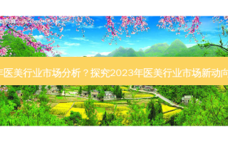 2023年医美行业市场分析？探究2023年医美行业市场新动向及趋势