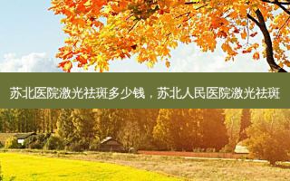 苏北医院激光祛斑多少钱，苏北人民医院激光祛斑