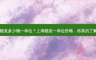 上海植发多少钱一单位？上海植发一单位价格，你真的了解吗？